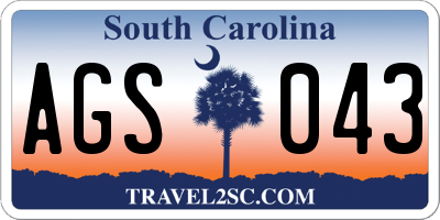 SC license plate AGS043
