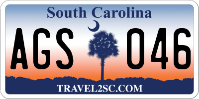 SC license plate AGS046