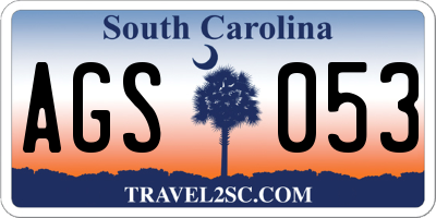SC license plate AGS053