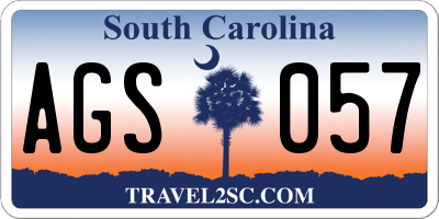 SC license plate AGS057