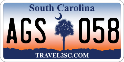 SC license plate AGS058