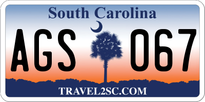 SC license plate AGS067