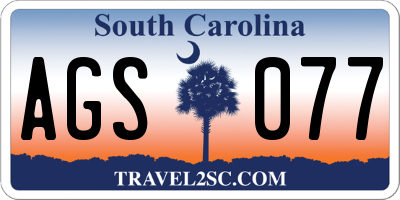 SC license plate AGS077