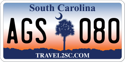 SC license plate AGS080