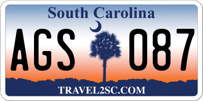 SC license plate AGS087