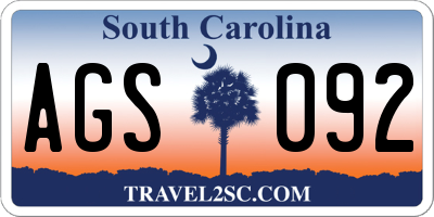 SC license plate AGS092