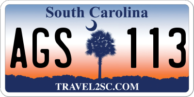 SC license plate AGS113