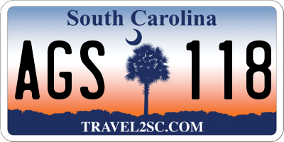 SC license plate AGS118