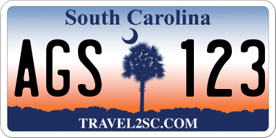 SC license plate AGS123