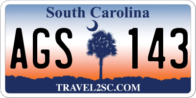 SC license plate AGS143