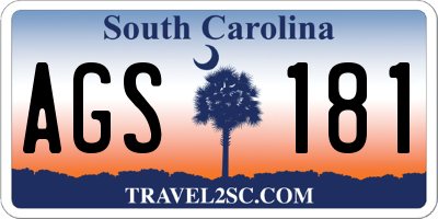 SC license plate AGS181