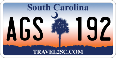 SC license plate AGS192