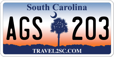 SC license plate AGS203
