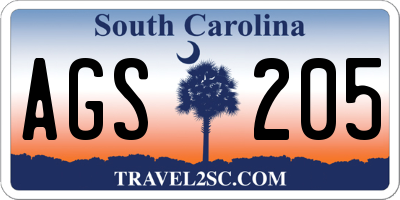 SC license plate AGS205
