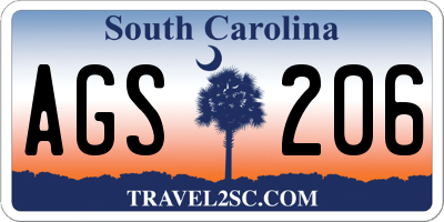 SC license plate AGS206