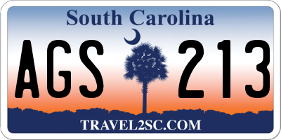 SC license plate AGS213