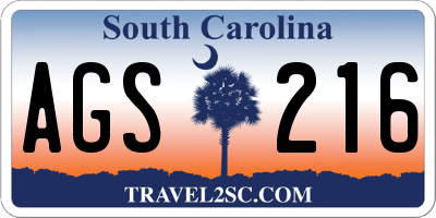 SC license plate AGS216