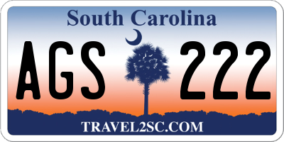 SC license plate AGS222
