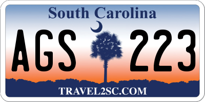 SC license plate AGS223