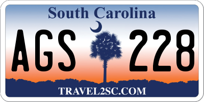 SC license plate AGS228