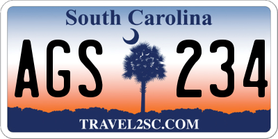 SC license plate AGS234
