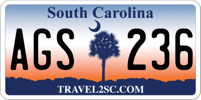 SC license plate AGS236