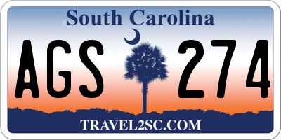SC license plate AGS274