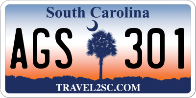 SC license plate AGS301