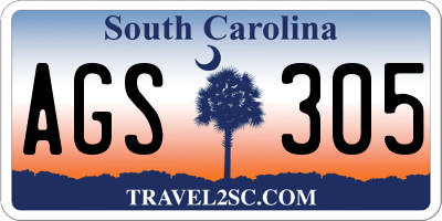 SC license plate AGS305