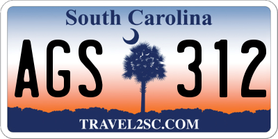 SC license plate AGS312