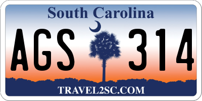 SC license plate AGS314