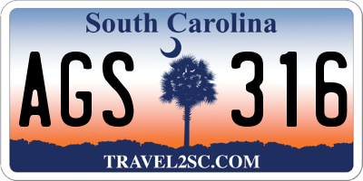 SC license plate AGS316