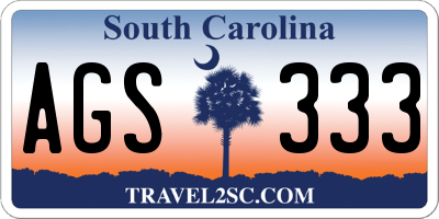 SC license plate AGS333