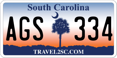 SC license plate AGS334