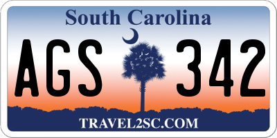 SC license plate AGS342