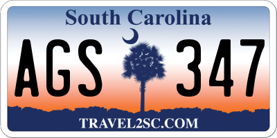 SC license plate AGS347