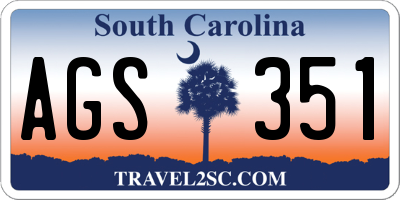 SC license plate AGS351