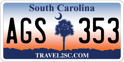 SC license plate AGS353