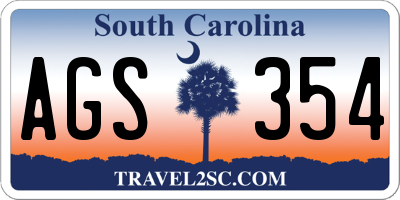 SC license plate AGS354