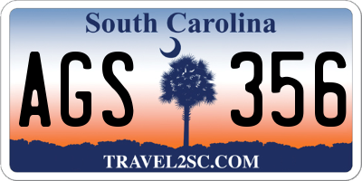 SC license plate AGS356