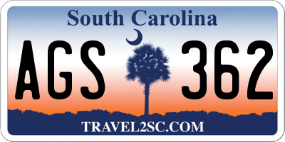 SC license plate AGS362