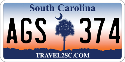 SC license plate AGS374