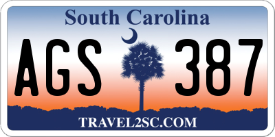 SC license plate AGS387