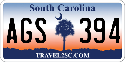 SC license plate AGS394