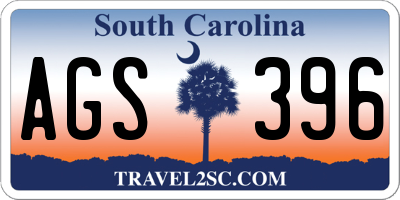 SC license plate AGS396