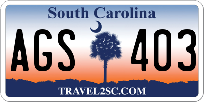 SC license plate AGS403