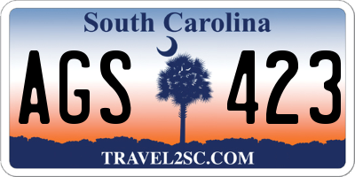 SC license plate AGS423