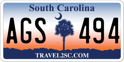 SC license plate AGS494