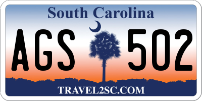 SC license plate AGS502
