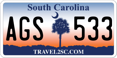 SC license plate AGS533
